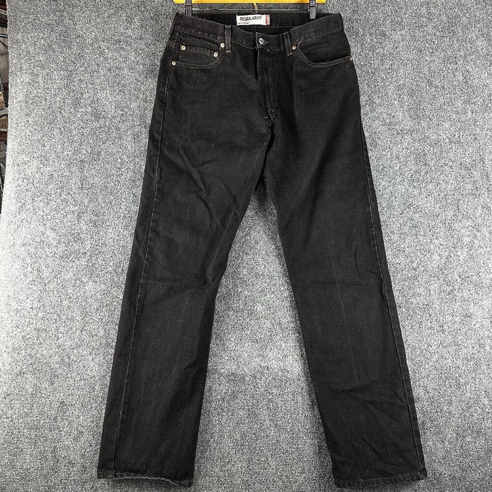 Levis 505 Jeans Mens 36 Regular Fit Black Cotton Straight Leg Pockets